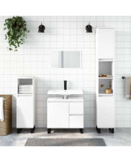 Armoire de salle de bain blanc 65x33x60 cm bois d'ingénierie | Mobilier & Déco