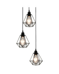 Plafonnier avec design de diamant Noir 3 ampoules E27 | Mobilier & Déco