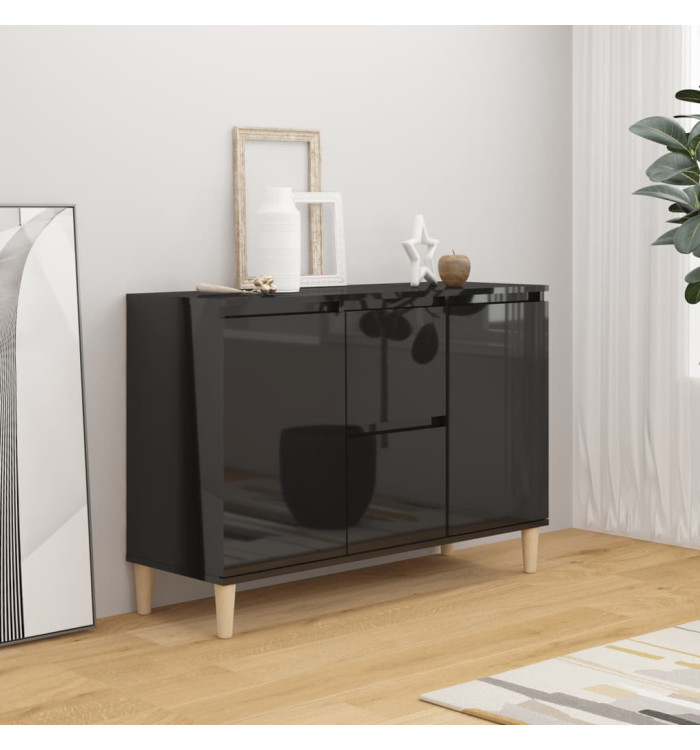 Buffet noir brillant 101x35x70 cm bois d'ingénierie | Mobilier & Déco