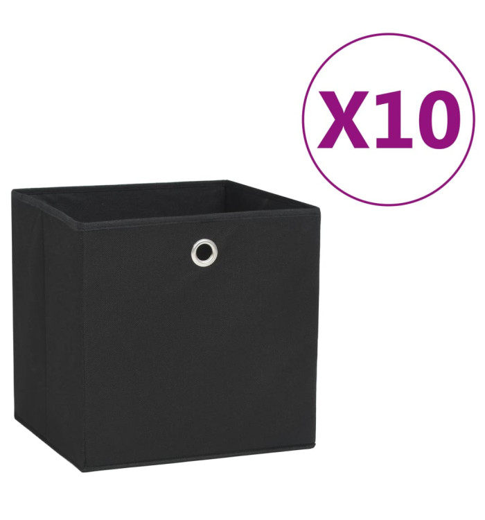 Boîtes de rangement 10 pcs Tissu intissé 28x28x28 cm Noir | Mobilier & Déco