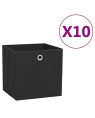 Boîtes de rangement 10 pcs Tissu intissé 28x28x28 cm Noir | Mobilier & Déco