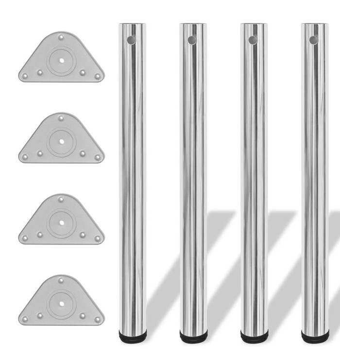 4 pieds de table réglables en hauteur 710 mm Chromé | Mobilier & Déco