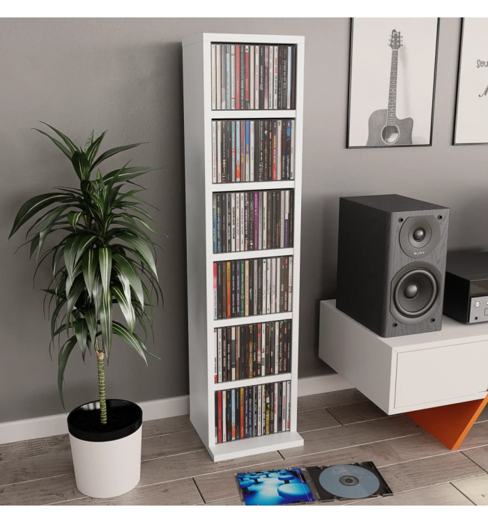 Armoire à CD Blanc 21x20x88 cm Bois d'ingénierie | Mobilier & Déco
