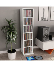 Armoire à CD Blanc 21x20x88 cm Bois d'ingénierie | Mobilier & Déco