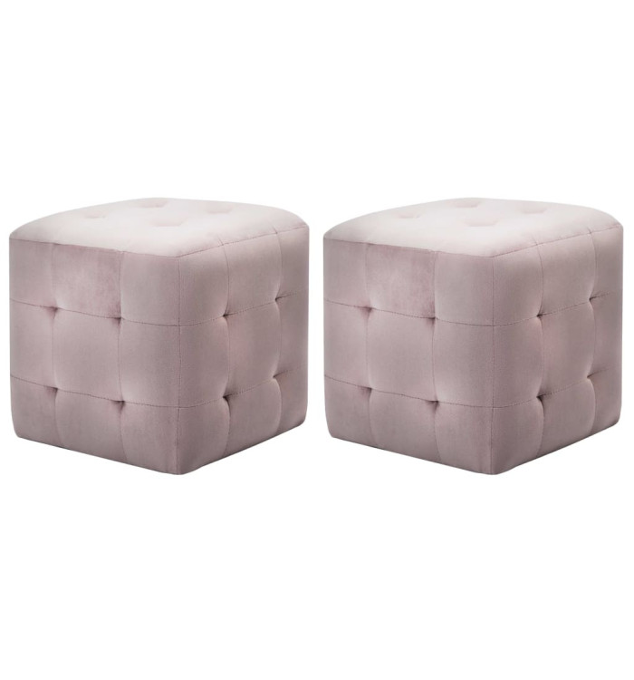 2 pcs Poufs Rose 30 x 30 x 30 cm Tissu velours | Mobilier & Déco