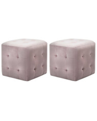 2 pcs Poufs Rose 30 x 30 x 30 cm Tissu velours | Mobilier & Déco