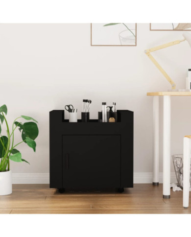Chariot de bureau Noir 60x45x60 cm Bois d'ingénierie | Mobilier & Déco