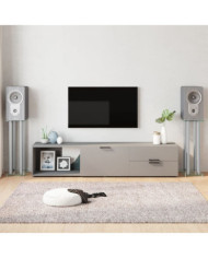 Supports de haut-parleurs 2 pcs argenté verre trempé 4 piliers | Mobilier & Déco