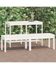 Banc de jardin à 2 places blanc 159,5x44x45 cm bois massif pin | Mobilier & Déco