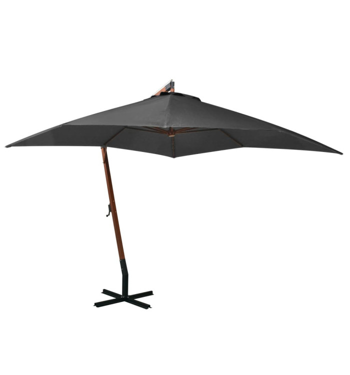 Parasol de jardin suspendu avec mât Anthracite bois de sapin | Mobilier & Déco