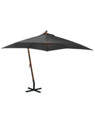 Parasol de jardin suspendu avec mât Anthracite bois de sapin | Mobilier & Déco