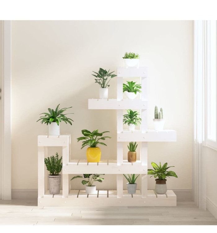 Support à plantes Blanc 92x25x97 cm Bois massif de pin | Mobilier & Déco