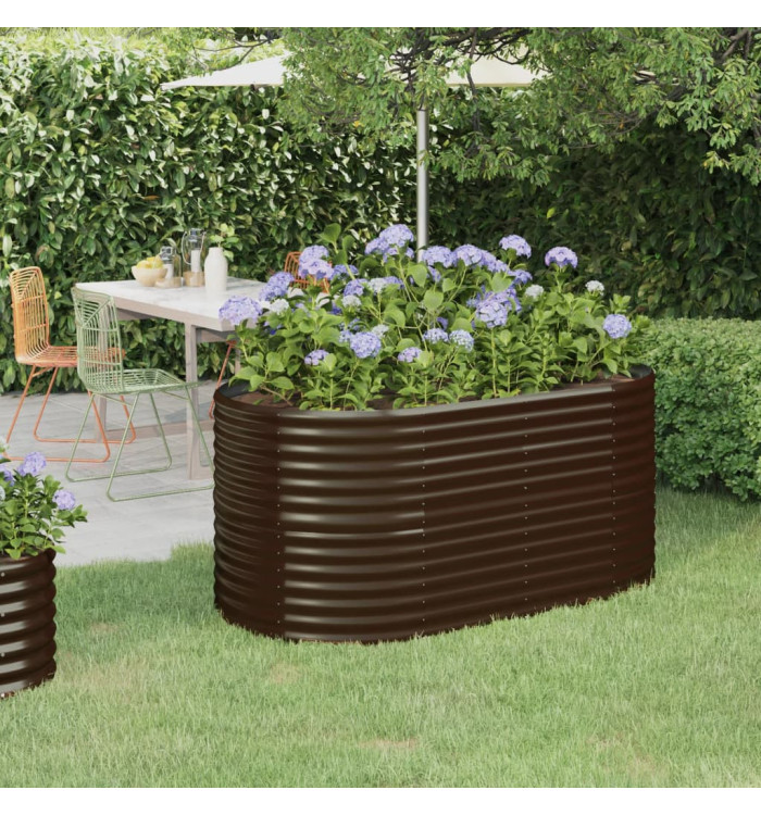 Lit surélevé de jardin Acier enduit de poudre marron | Mobilier & Déco