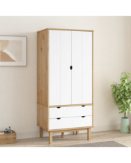 Garde-robe OTTA Marron et blanc 76,5x53x172 cm Bois massif pin | Mobilier & Déco