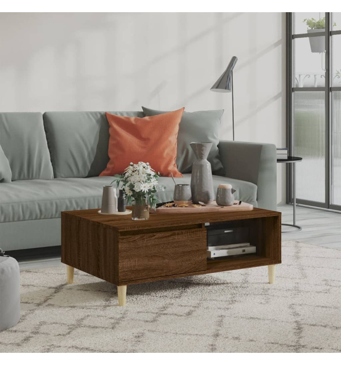 Table basse chêne marron 90x60x35 cm bois d'ingénierie | Mobilier & Déco