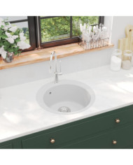 Évier de cuisine Granit Rond Blanc | Mobilier & Déco