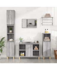Ensemble de meubles de salle de bain 3 pcs Sonoma gris | Mobilier & Déco