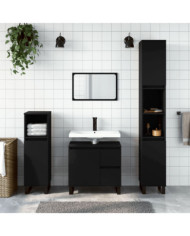 Ensemble de meubles salle de bain 3 pcs noir bois d'ingénierie | Mobilier & Déco