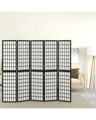 Cloison de séparation pliable 5 panneaux 200x170 cm Noir | Mobilier & Déco
