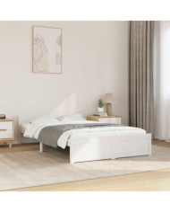 Cadre de lit sans matelas blanc bois massif 120x200 cm | Mobilier & Déco