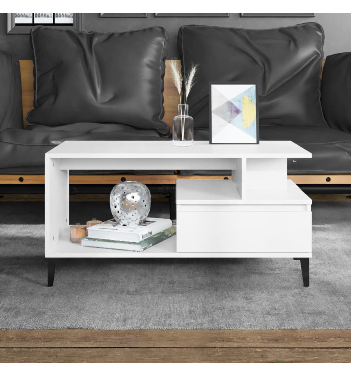Table basse Blanc 90x49x45 cm Bois d'ingénierie | Mobilier & Déco