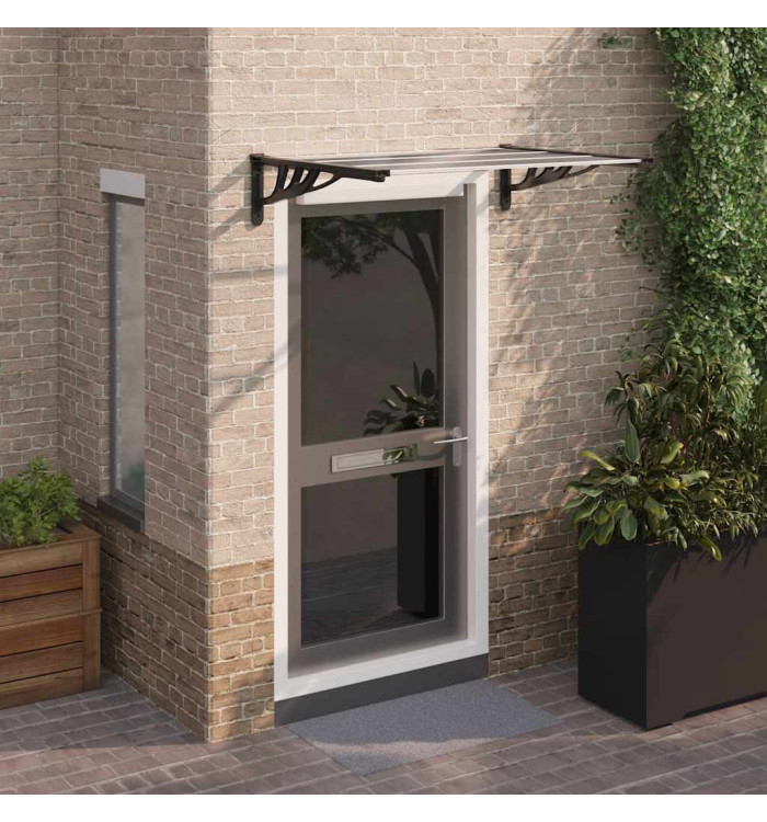 Auvent de porte Noir et transparent 122x90 cm Polycarbonate | Mobilier & Déco
