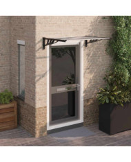 Auvent de porte Noir et transparent 122x90 cm Polycarbonate | Mobilier & Déco