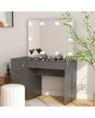 Table de maquillage avec éclairage LED MDF Gris brillant | Mobilier & Déco