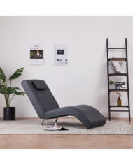 Chaise longue avec oreiller Gris Similicuir daim | Mobilier & Déco