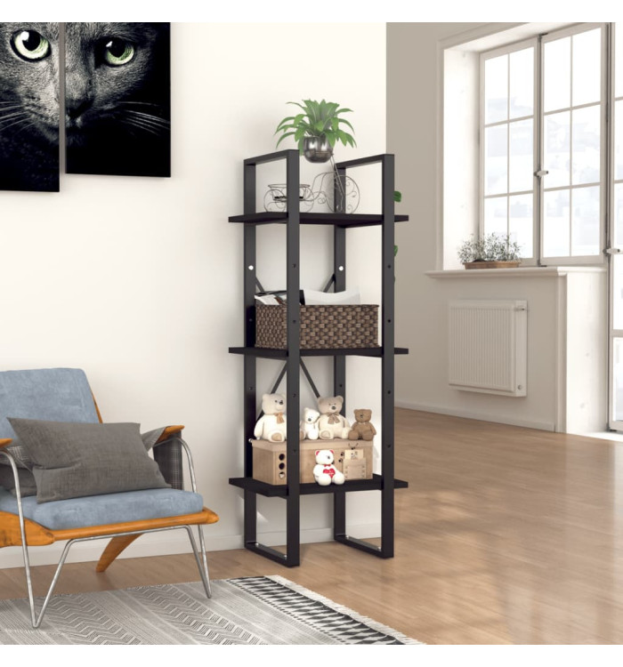 Bibliothèque à 3 niveaux noir 40x30x105 cm bois d'ingénierie | Mobilier & Déco