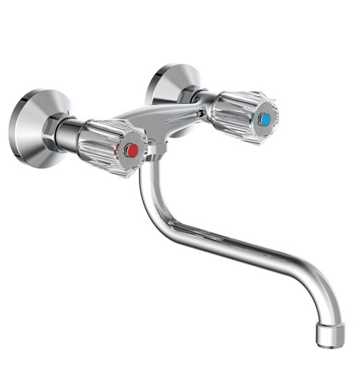 SCHÜTTE Mitigeur d'évier mural à 2 poignées BRILLANT chrome | Mobilier & Déco