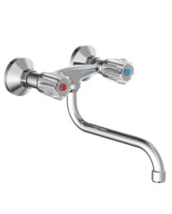 SCHÜTTE Mitigeur d'évier mural à 2 poignées BRILLANT chrome | Mobilier & Déco