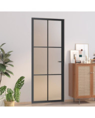 Porte intérieure 83x201,5 cm Noir Verre mat et aluminium | Mobilier & Déco