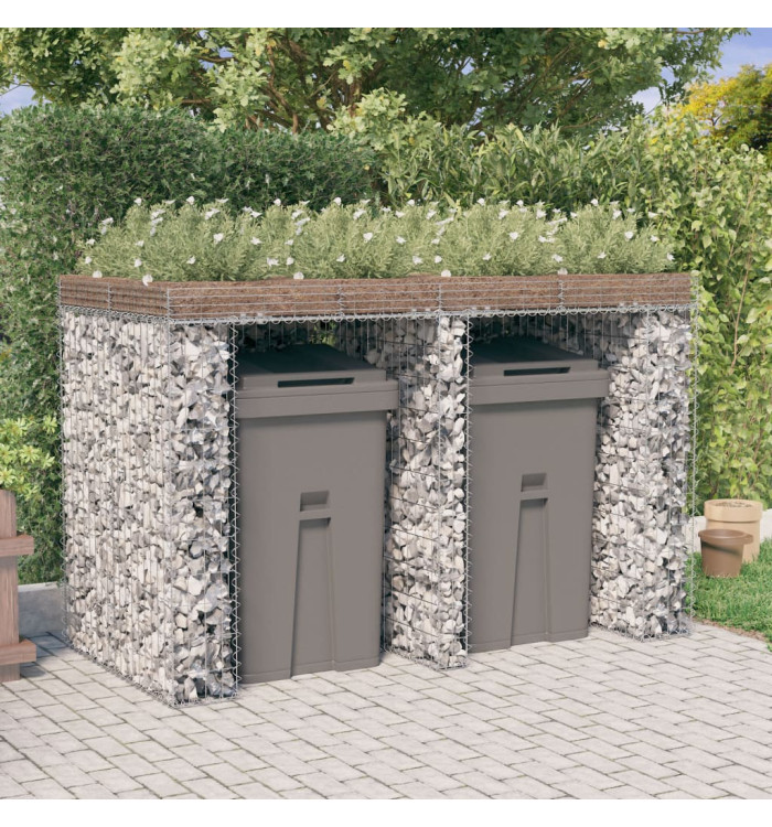Mur de gabion pour poubelle 192x91x120 cm fer galvanisé | Mobilier & Déco