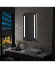 Miroir mural à LED pour salle de bains avec étagère 60x100 cm | Mobilier & Déco