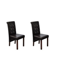 Chaises à manger lot de 2 marron similicuir | Mobilier & Déco