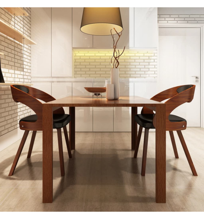 Chaises à manger lot de 2 marron similicuir | Mobilier & Déco