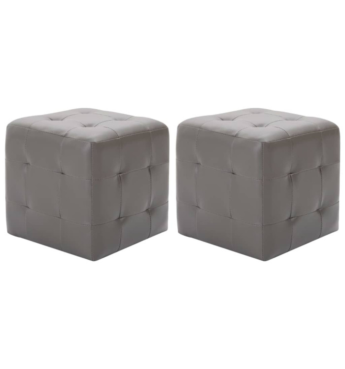 2 pcs Poufs Gris 30 x 30 x 30 cm Similicuir | Mobilier & Déco