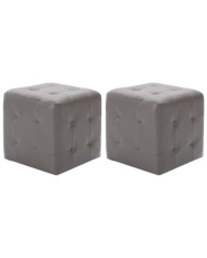 2 pcs Poufs Gris 30 x 30 x 30 cm Similicuir | Mobilier & Déco
