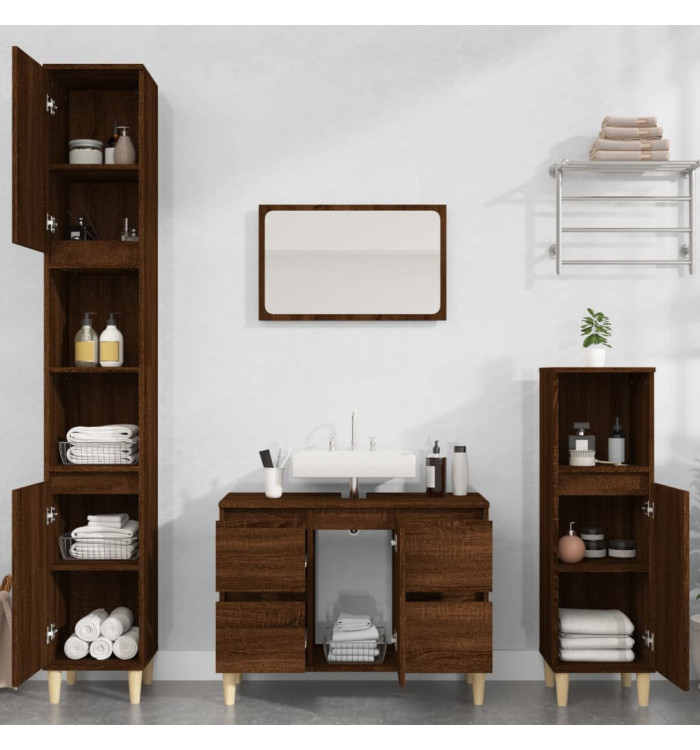 Ensemble de meubles de salle de bain 3 pcs Chêne marron | Mobilier & Déco