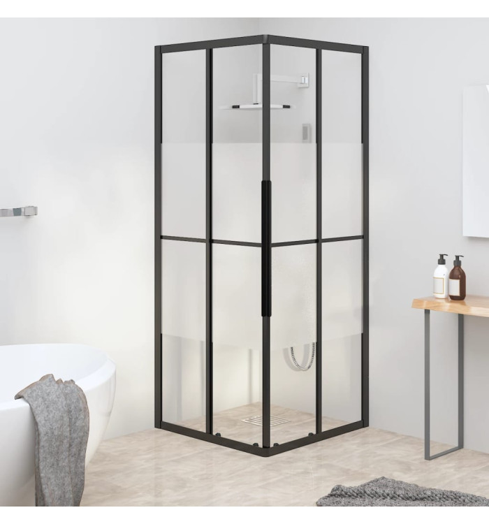 Cabine de douche ESG semi-dépoli 80x80x180 cm Noir | Mobilier & Déco