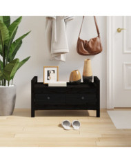 Banc d'entrée Noir 80x40x43 cm Bois de pin massif | Mobilier & Déco