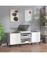 Armoire à disques blanc brillant 121x38x48 cm bois d'ingénierie | Mobilier & Déco