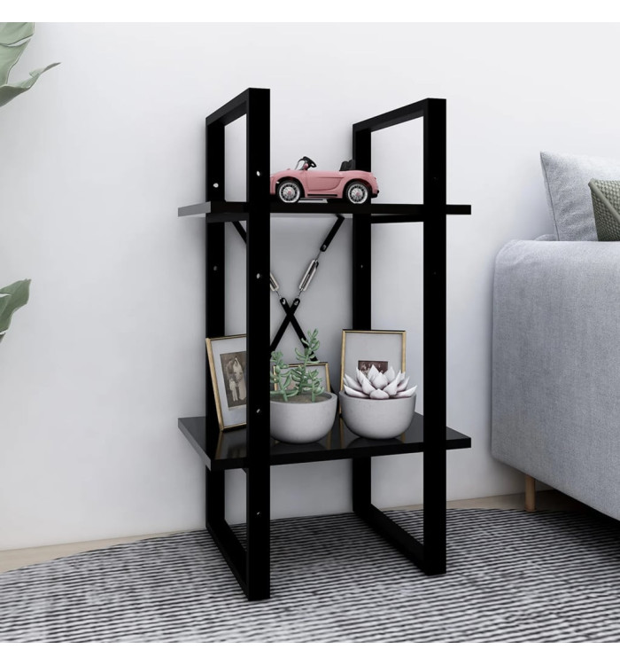 Bibliothèque à 2 niveaux noir 40x30x70 cm bois d'ingénierie | Mobilier & Déco