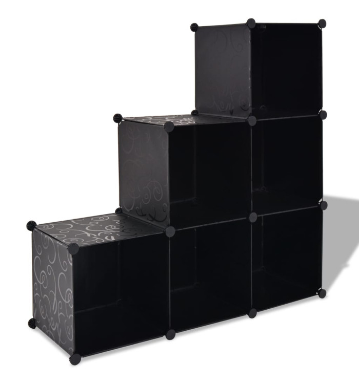 Organisateur de rangement cube avec 6 compartiments Noir | Mobilier & Déco