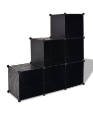Organisateur de rangement cube avec 6 compartiments Noir | Mobilier & Déco