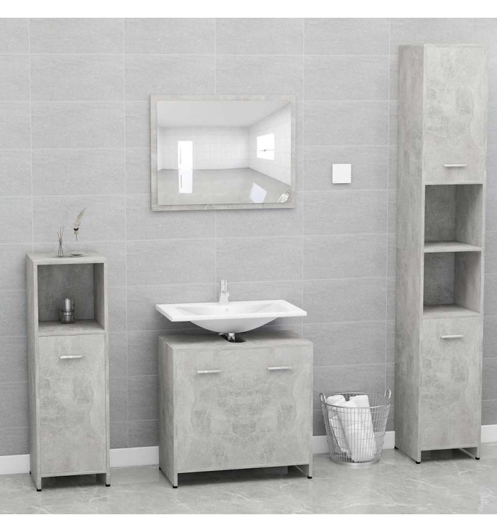 Meubles de salle de bain Gris béton Bois d'ingénierie | Mobilier & Déco