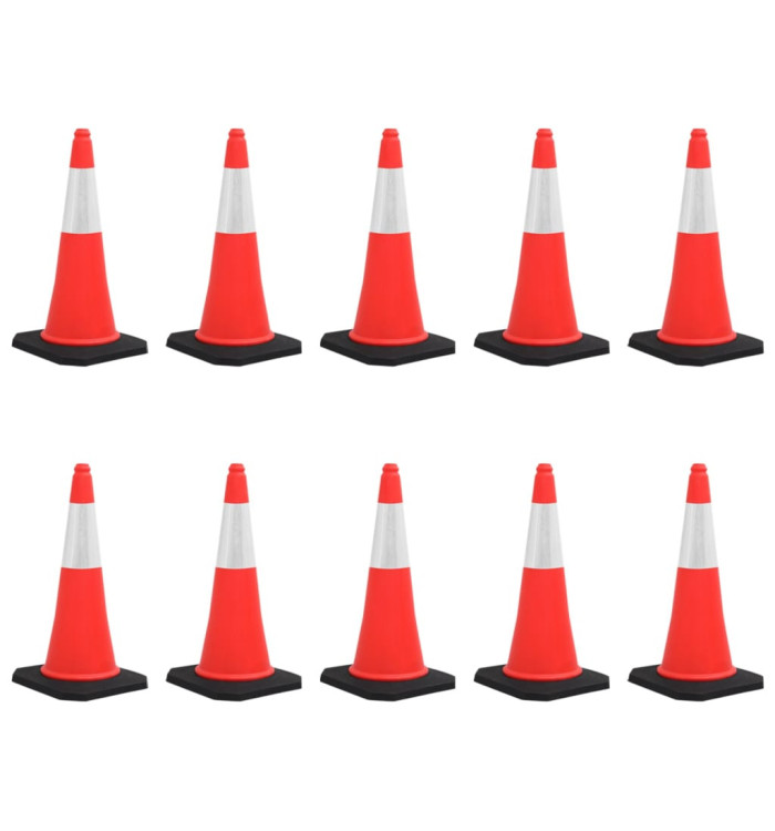 Cônes de signalisation réfléchissants à base lourde 10 pcs 75cm | Mobilier & Déco