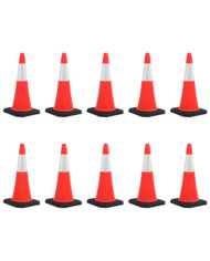 Cônes de signalisation réfléchissants à base lourde 10 pcs 75cm | Mobilier & Déco