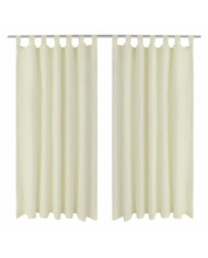 2 pcs Rideau à Passant Micro Satin Crème 140 x 245 cm | Mobilier & Déco